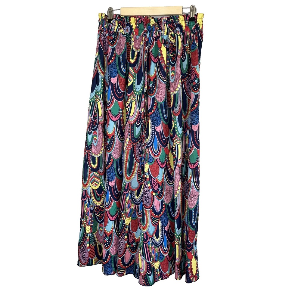 Colorful Artsy Wide Leg Pant 0XL Boho Indie‎ Folk Festival Retro Mod Flowy 90s